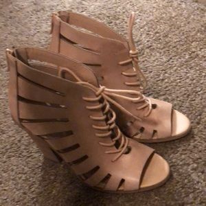 Nude shoes with chunky heels